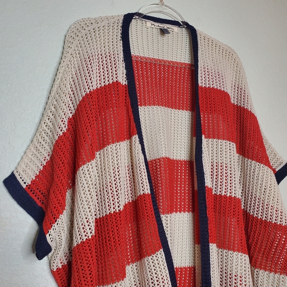 MICHAEL STARS | Striped Open Crochet Knit Cardigan - Picture 3 of 8